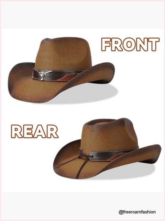 Straw Cowboy Hat with Shapeable Brim for Men Women main image 6